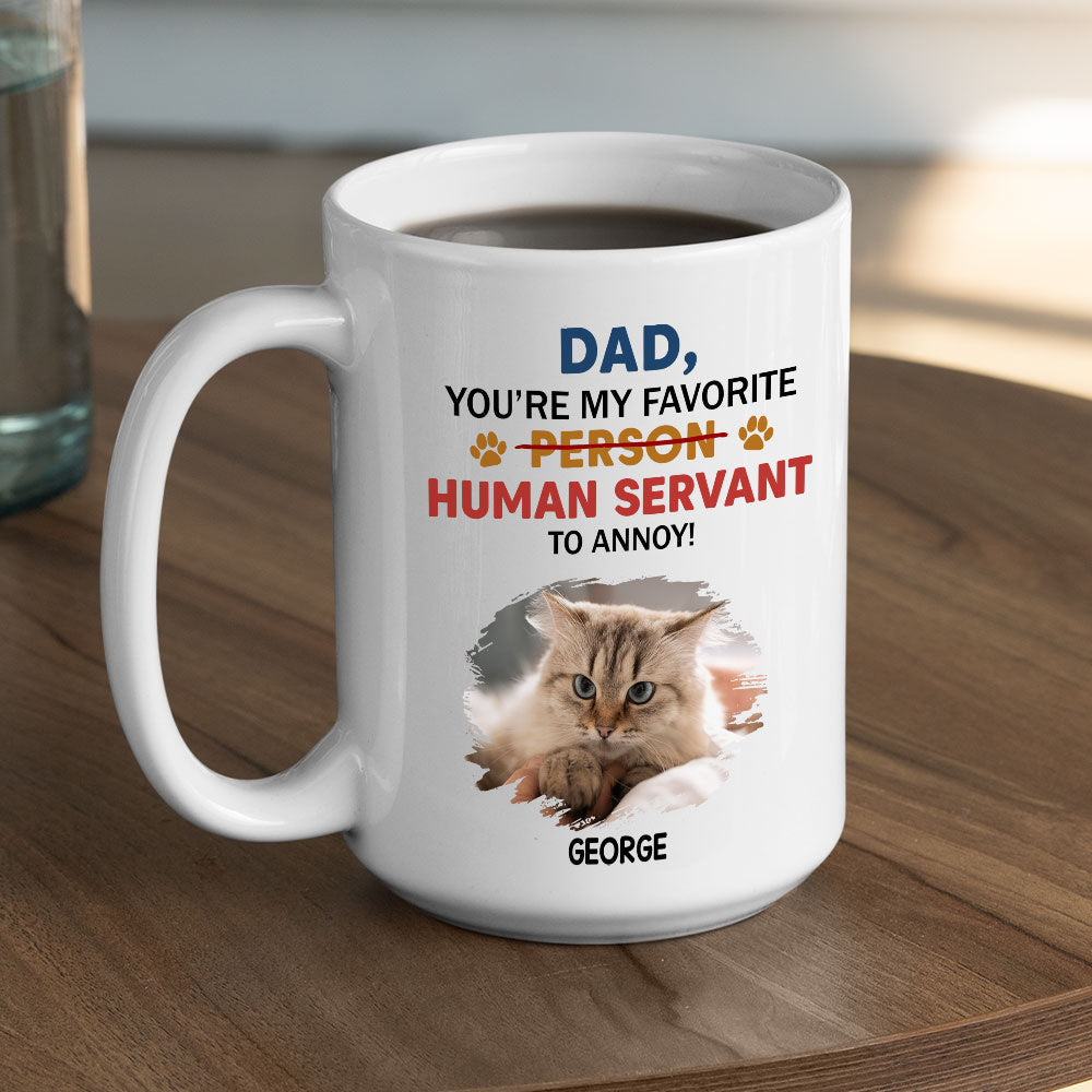 Custom Photo Mother's day Birthday Gifts For Cat Mom, Cat Lovers • Meowy Human Servant - Personalized Coffee Mug