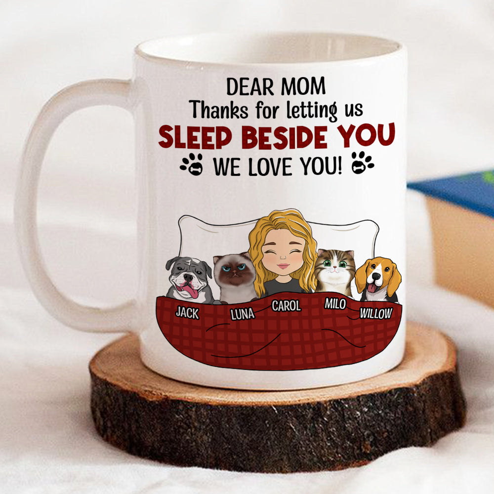 Custom Mother's day Birthday Gifts For Cat Mom, Cat Lovers • Letting Us Sleep Beside You - Personalized Coffee Mug