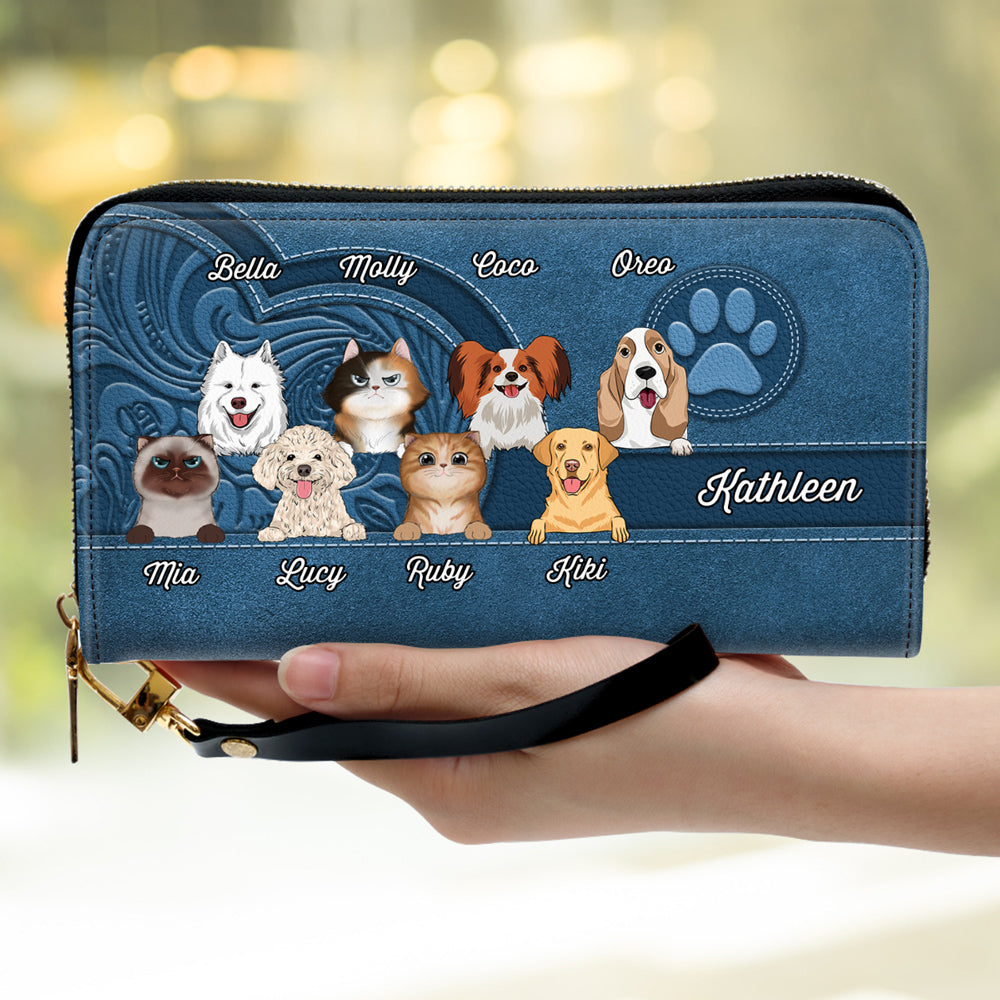 Cute Dogs And Cats Aesthetic Pattern - Personalized Leather Wallet