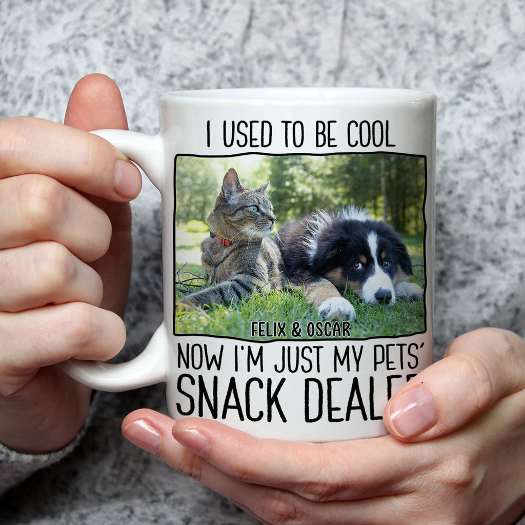 Custom Photo Mother's day Birthday Gifts For Cat Mom, Cat Lovers • Just A Pet Snack Dealer Photo - Personalized Coffee Mug