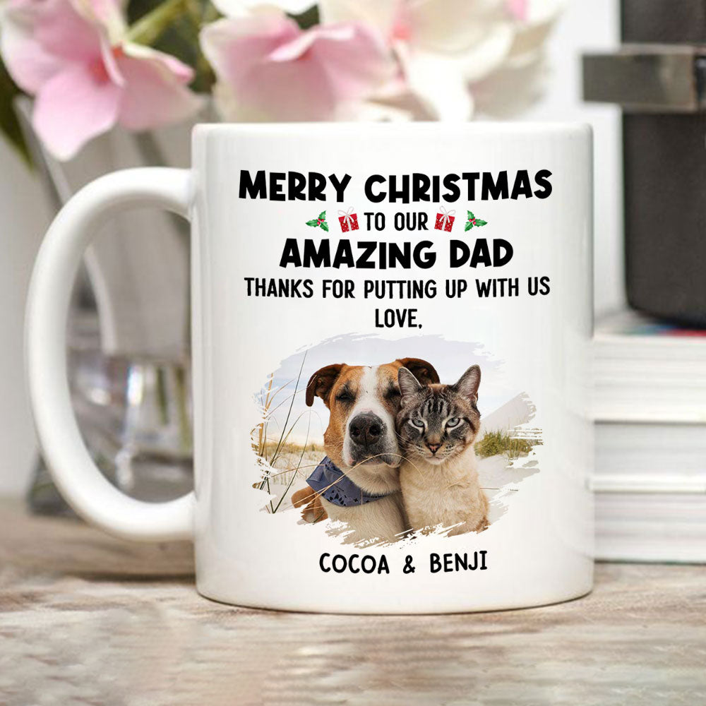 Custom Photo Mother's day Birthday Gifts For Cat Mom, Cat Lovers • Putting Up With Us - Personalized Coffee Mug