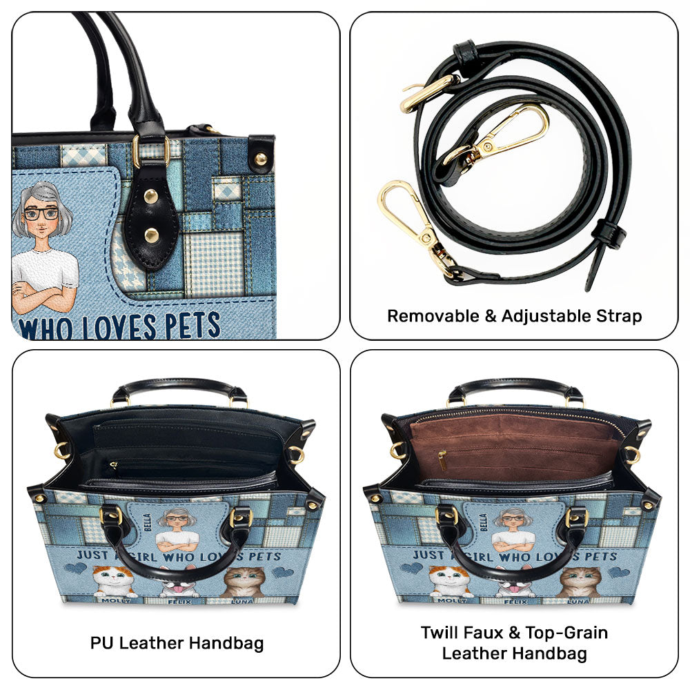 Girl With Pets - Personalized Leather Bag
