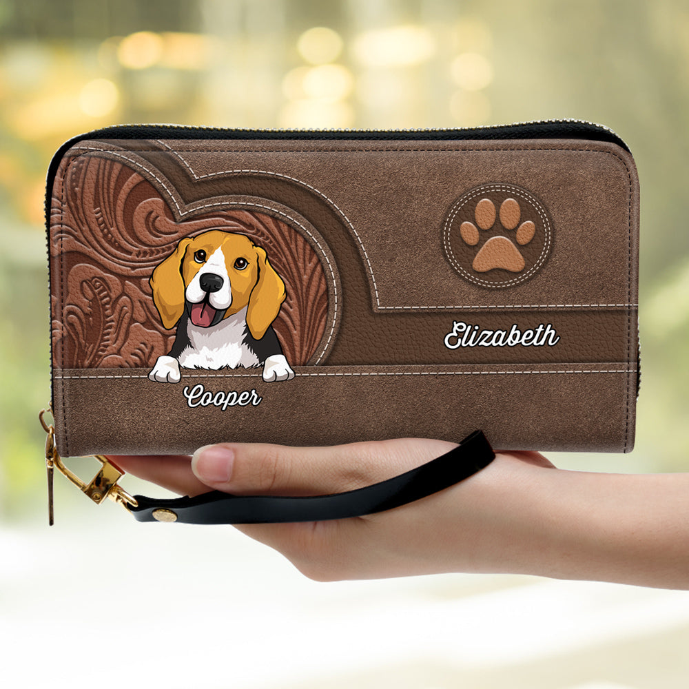 Cute Dogs And Cats Aesthetic Pattern - Personalized Leather Wallet