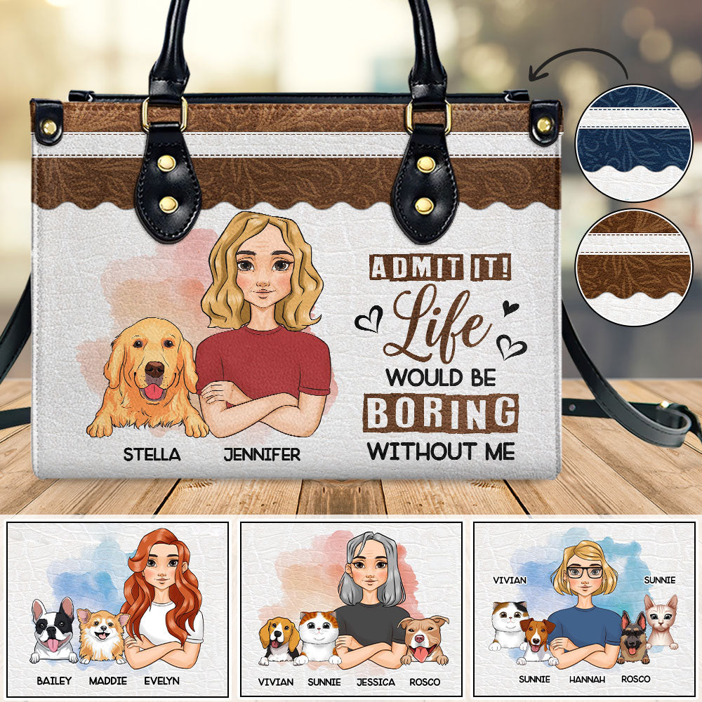 Boring Without Me - Personalized Leather Bag