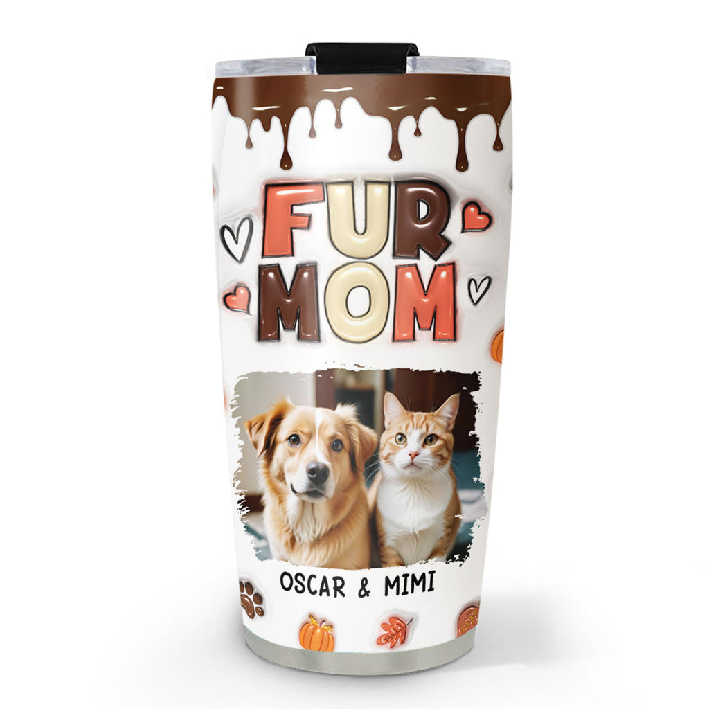 Custom Mother's day Birthday Gifts For Cat Mom, Cat Lovers • Mom Of Pets Fall Season Photo - Personalized 3D Inflated Effect Tumbler