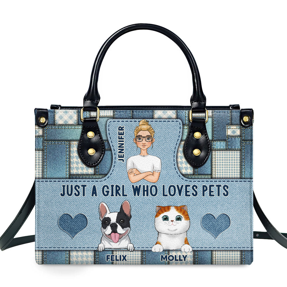 Girl With Pets - Personalized Leather Bag