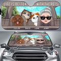 Custom Christmas Birthday Gifts Car Accessories for Pet Parents • Life Is Better With The Dogs - Personalized Car Sunshade