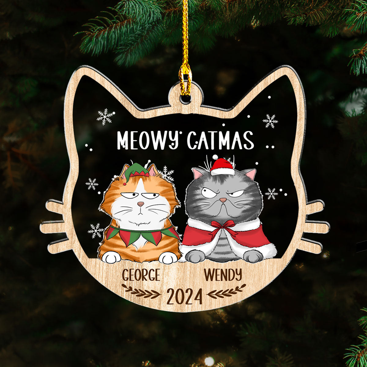 Lovely Meowy Catmas - Personalized Acrylic Ornament