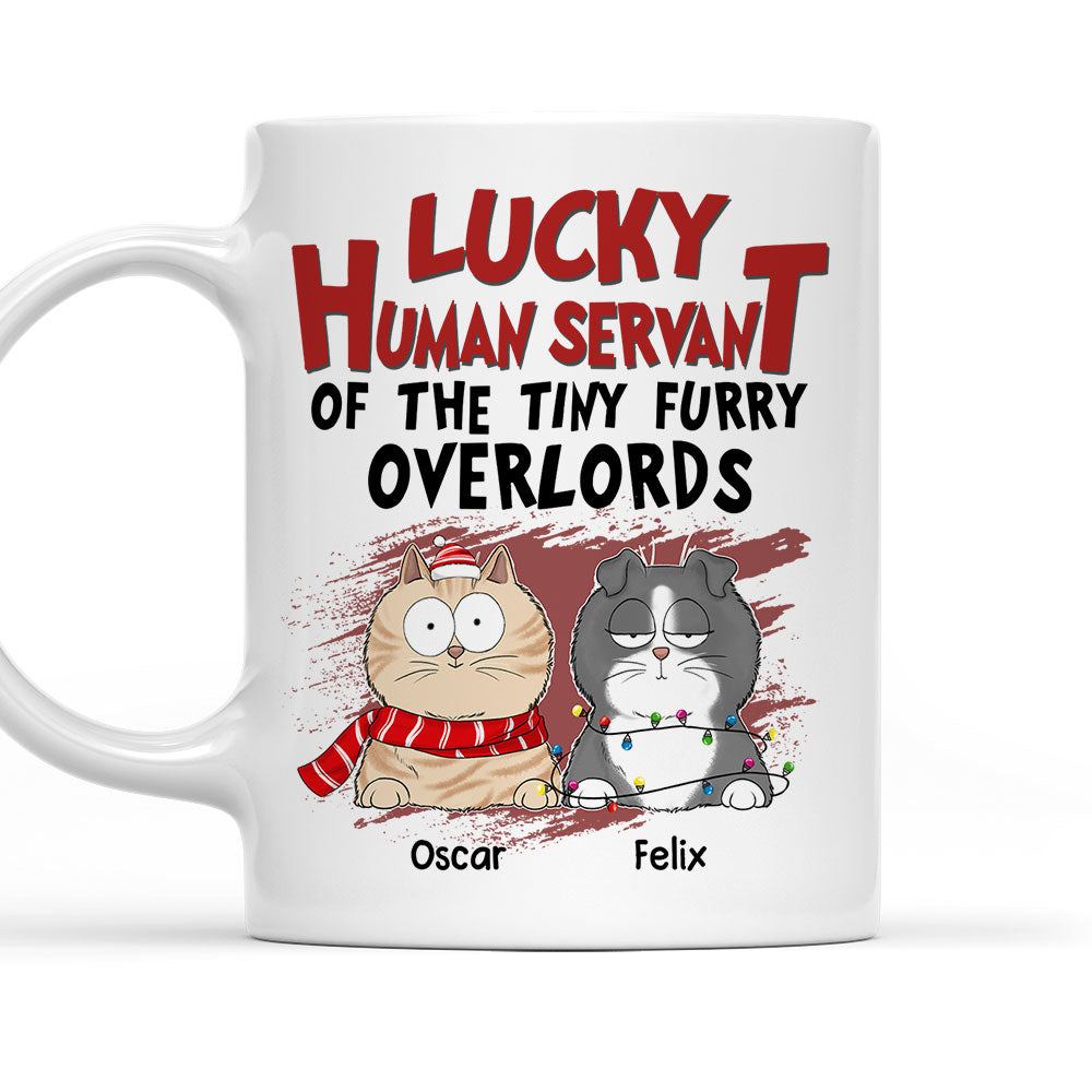 Custom Photo Mother's day Birthday Gifts For Cat Mom, Cat Lovers • Lucky Human Servant - Personalized Coffee Mug