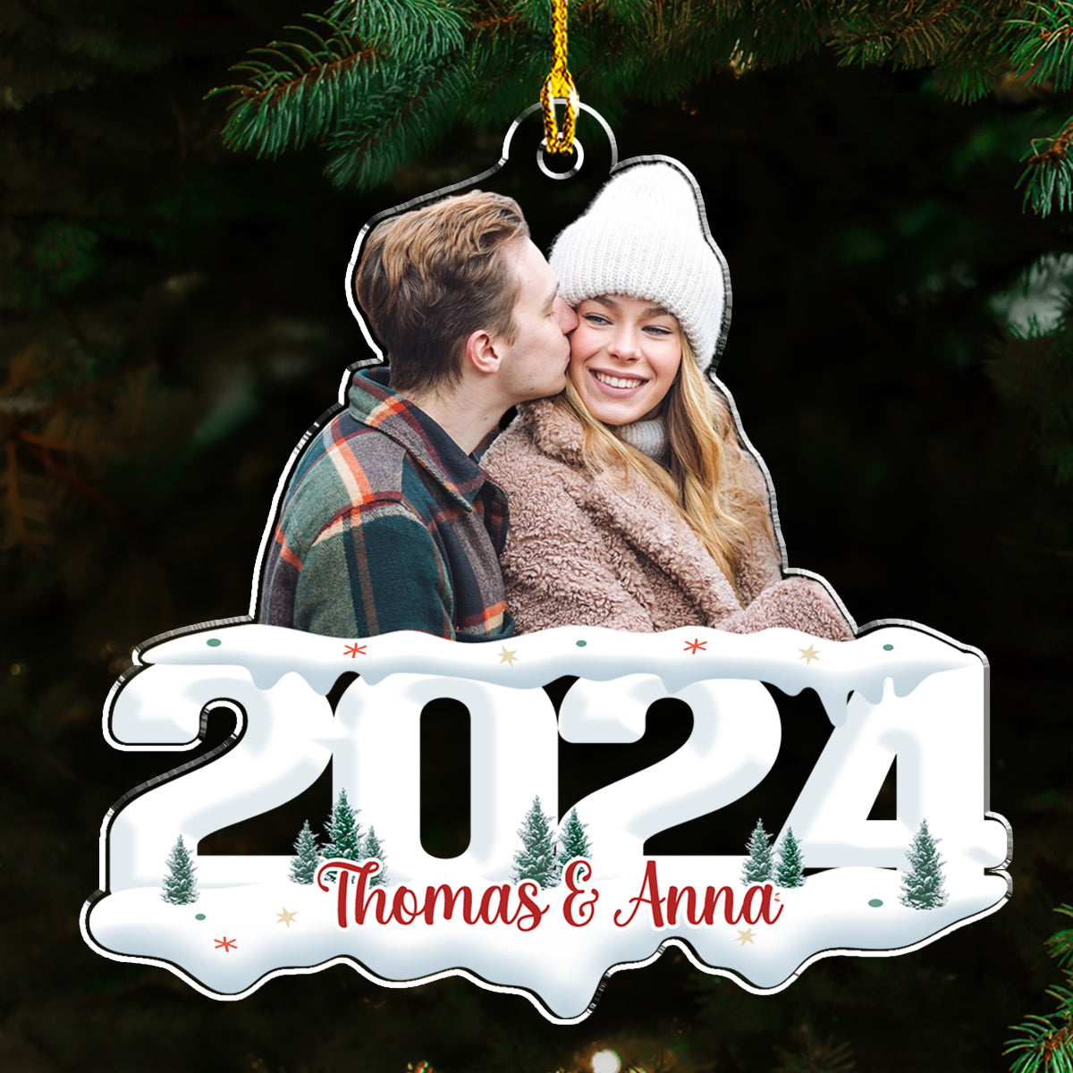 Photo Couple - Joy of Christmas 2024 - Personalized Acrylic Ornament