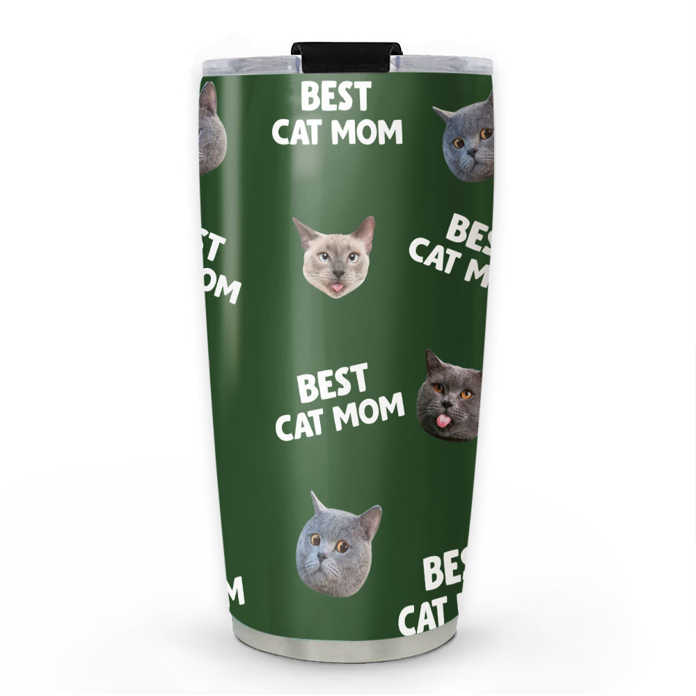 Custom Mother's day Birthday Gifts For Cat Mom, Cat Lovers • Best Mom Dad Pet Face - Personalized Tumbler