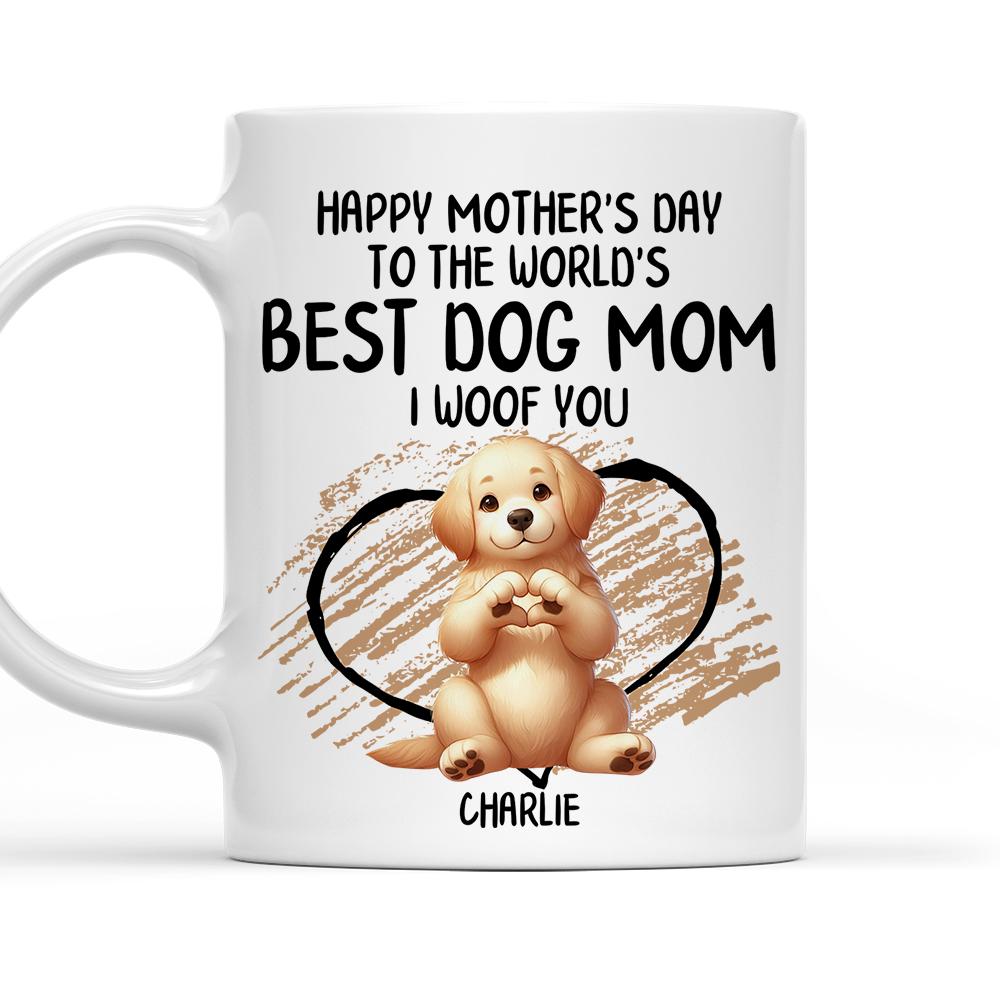 Custom Photo Mother's day Birthday Gifts For Dog Mom, Dog Lovers • Heart Sign Mom - Personalized Coffee Mug