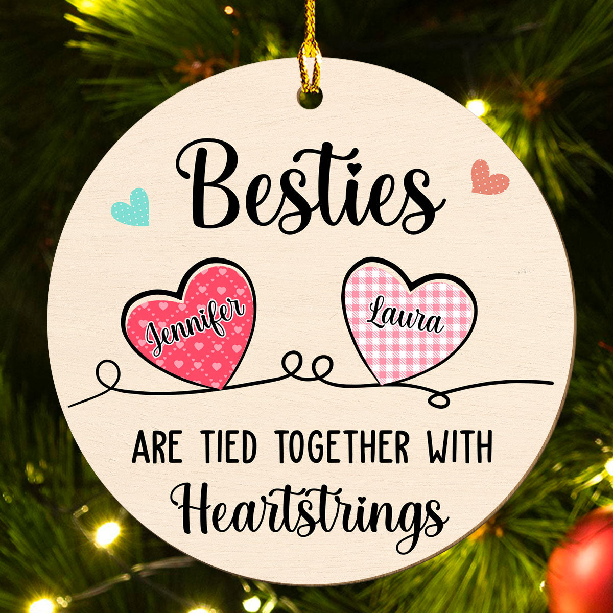 Tied Together - Personalized 1-layered Wood Ornament