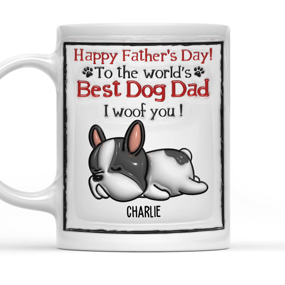 Custom Photo Christmas Birthday Gifts For Dog Lovers • Best Dog Dad In The World - Personalized 3D Inflated Effect Mug