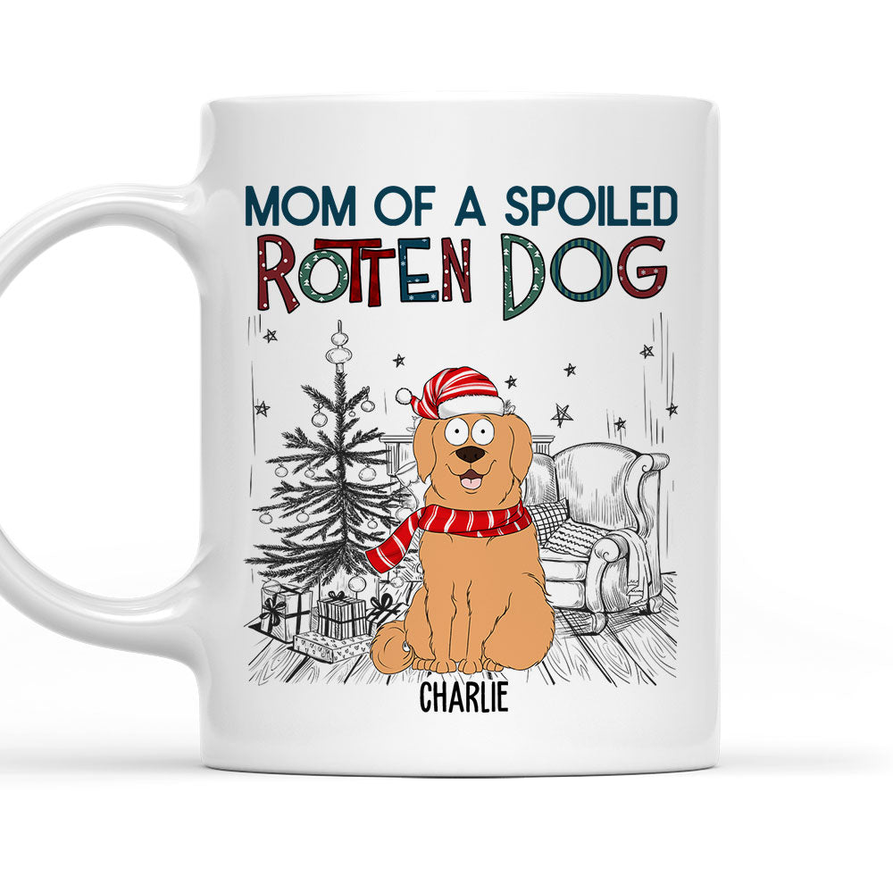 Custom Photo Mother's day Birthday Gifts For Cat Mom, Cat Lovers • Dad Of A Spoiled Rotten Dog - Personalized Coffee Mug