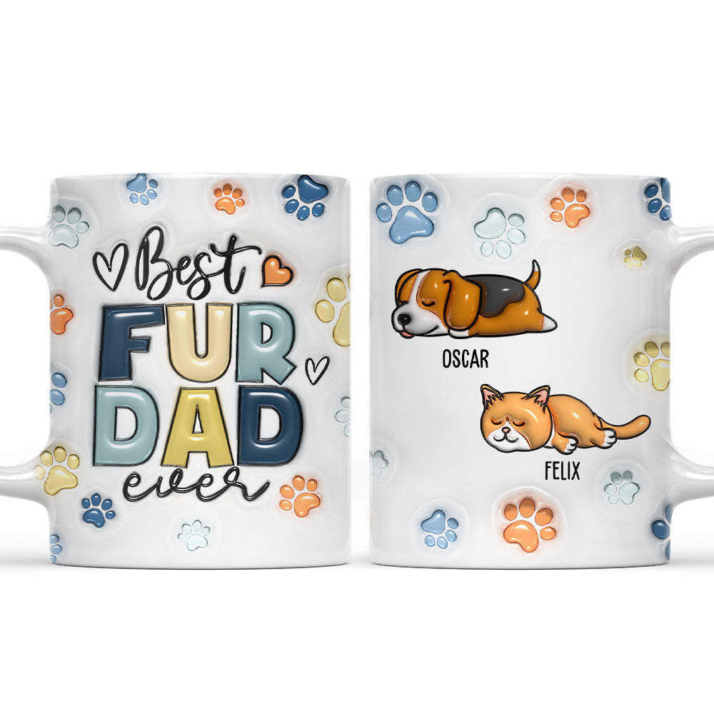 Custom Mother's day Birthday Gifts For Cat Mom, Cat Lovers • Best Fur Dad In The World - Personalized 3D Inflated Effect Mug