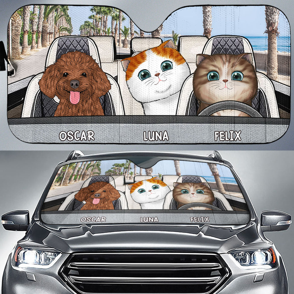 Custom Christmas Birthday Gifts Car Accessories for Pet Parents • Funny Dogs And Cats - Personalized Car Sunshade
