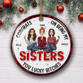 Congrats My Bestie - Personalized Circle Ceramic Christmas Ornament