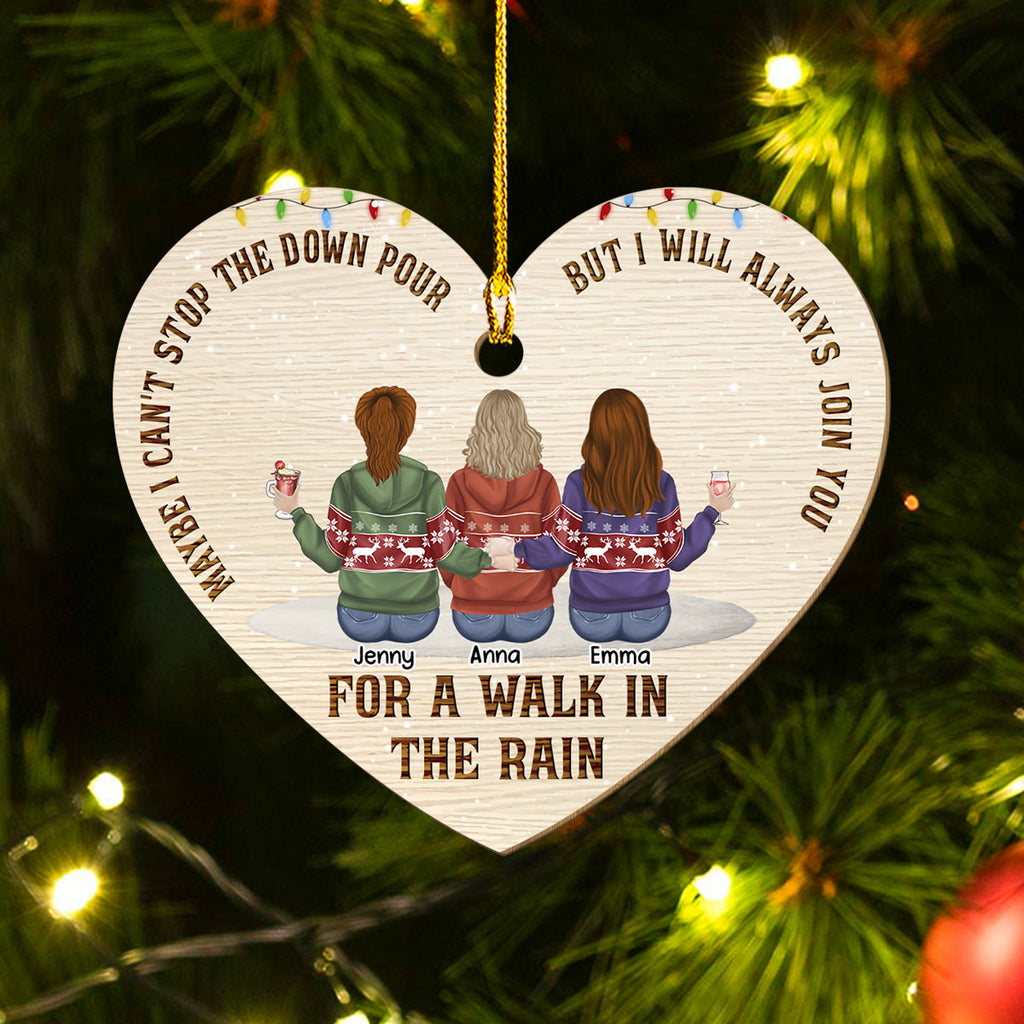 A Walk In The Rain - Personalized 1-layered Wood Ornament