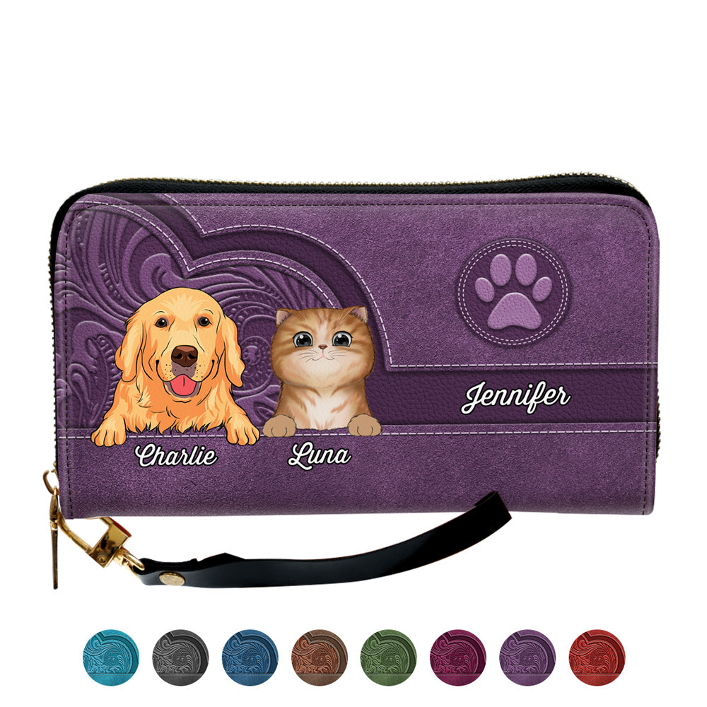 Cute Dogs And Cats Aesthetic Pattern - Personalized Leather Wallet