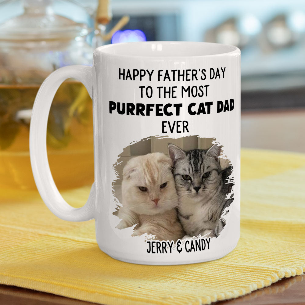 Custom Photo Christmas Birthday Gifts For Cat Dad, Cat Lovers • The Most Purrfect - Personalized Coffee Mug