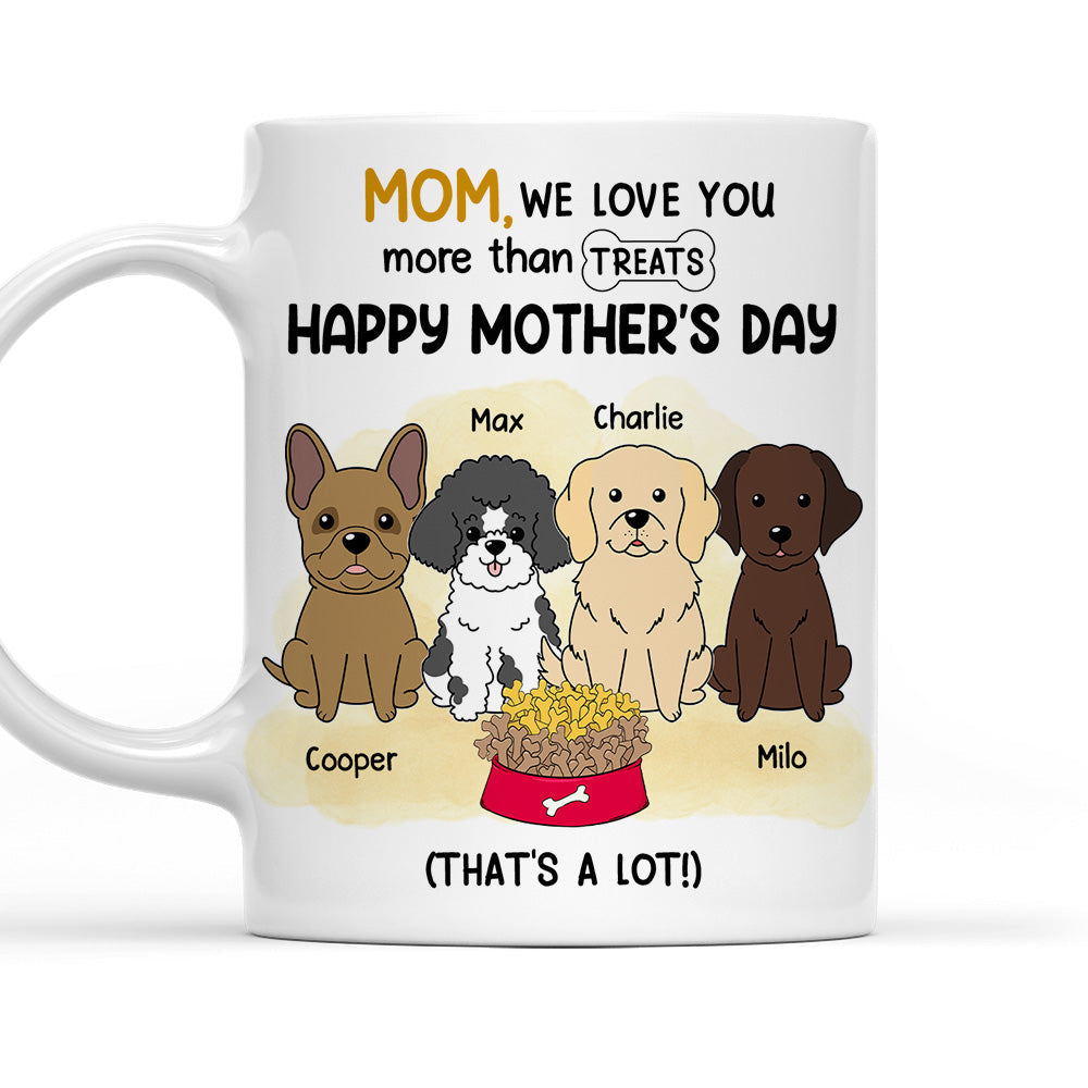 Custom Christmas Birthday Gifts For Dog Lovers • We Love You More Than Treats - Personalized Coffee Mug
