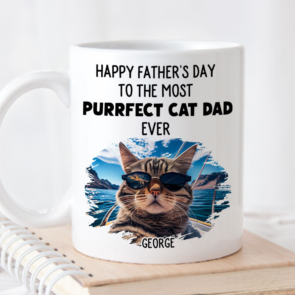 Custom Photo Christmas Birthday Gifts For Cat Dad, Cat Lovers • The Most Purrfect - Personalized Coffee Mug