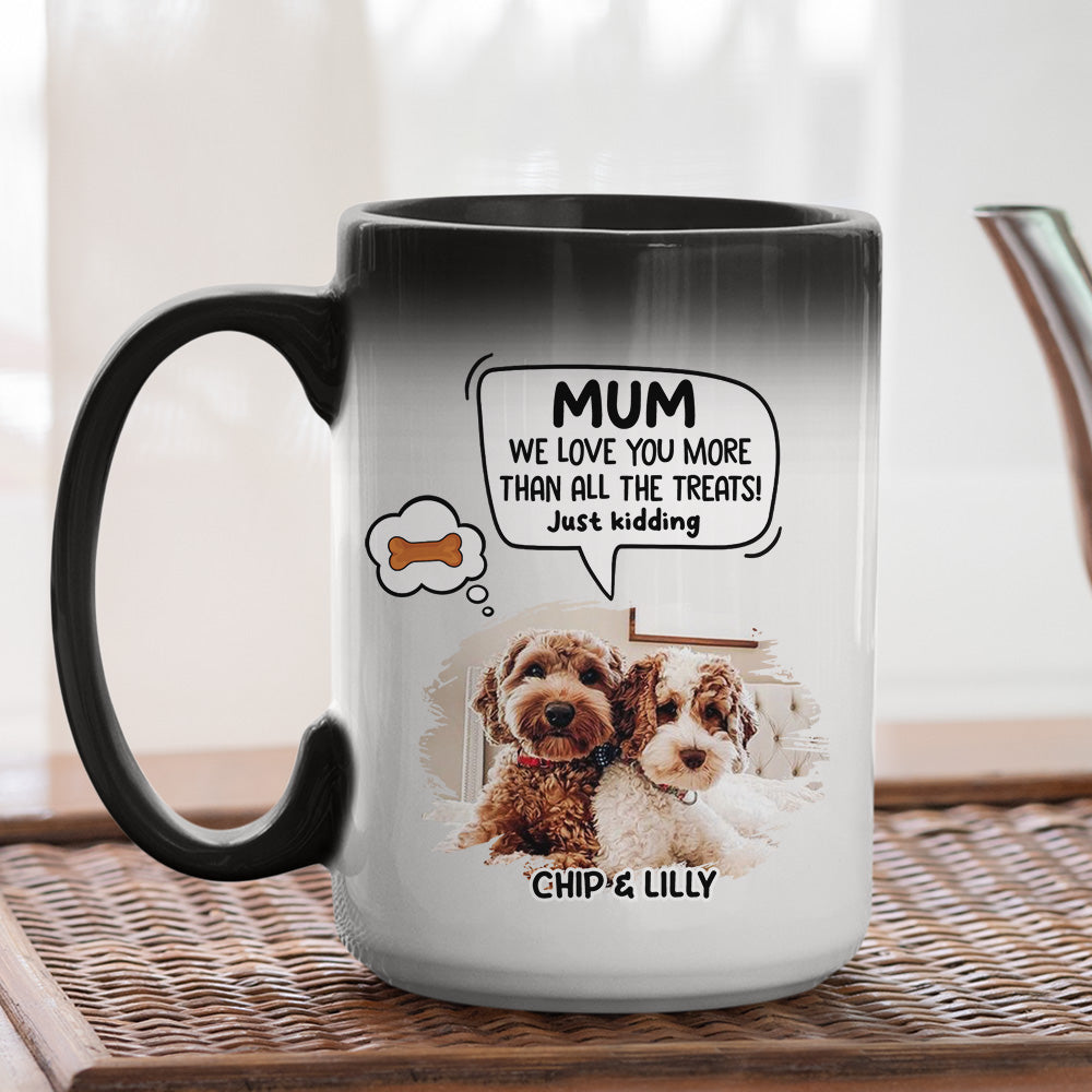 Custom Photo Christmas Birthday Gifts For Dog Lovers • Just Kidding - Personalized Color Changing Mug