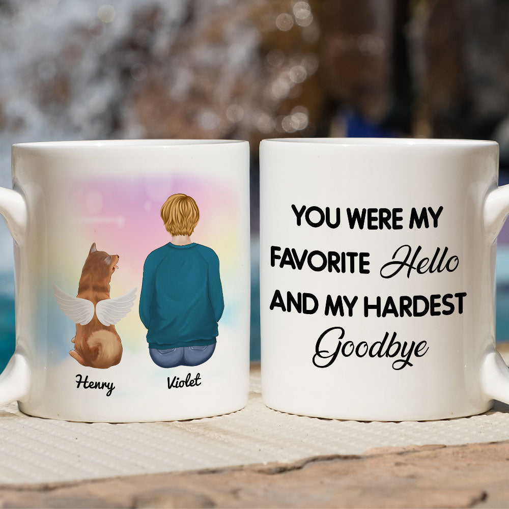 Custom Christmas Birthday Gifts For Dog Lovers • Favorite Hello And My Hardest Goodbye - Personalized Coffee Mug