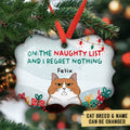 Custom Christmas Decor Home Birthday Gifts For Cat Mom, Cat Lovers • Cat On Naughty List - Personalized Aluminum Ornament