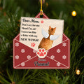 Custom Christmas Memorial Sympathy Gifts For Dogs, Cats • Dear Mom - Personalized 1-layered Wood Ornament
