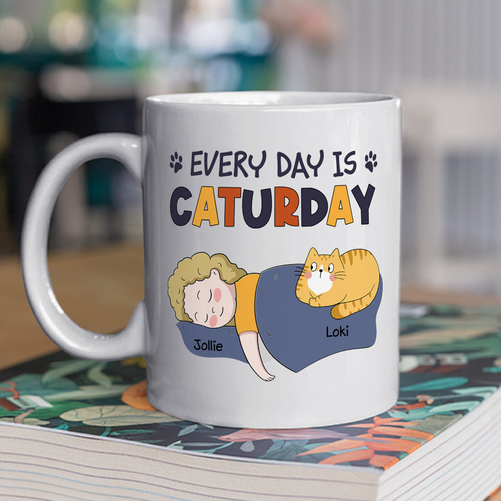 Custom Mother's day Birthday Gifts For Cat Mom, Cat Lovers • Caturday - Personalized Coffee Mug