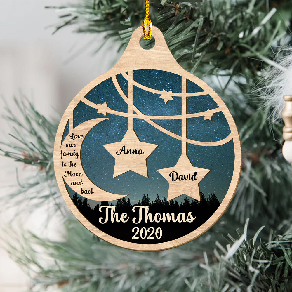 Love Our Family - Personalized 1-layered Wood Ornament