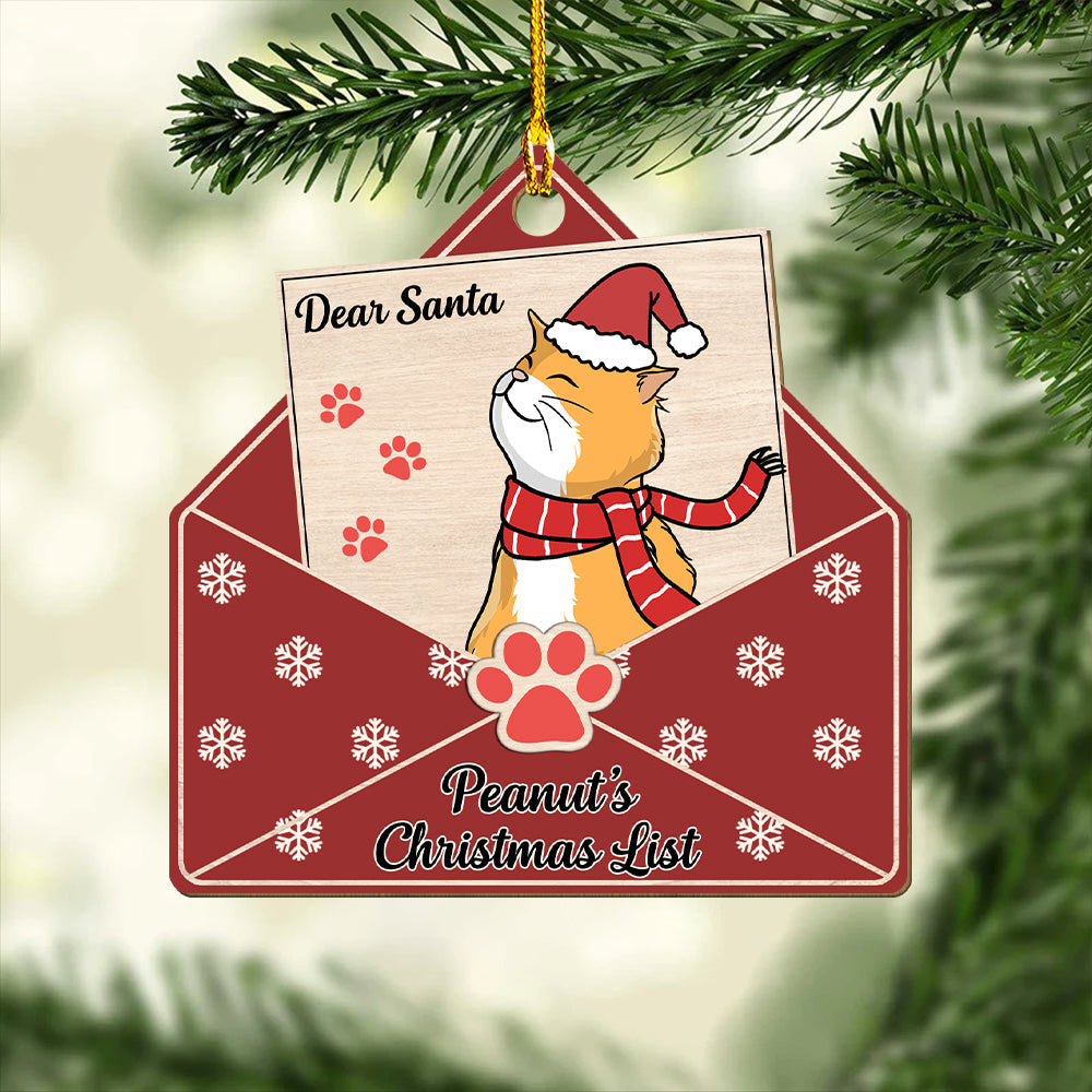 Pet Dear Santa - Personalized 1-layered Wood Ornament
