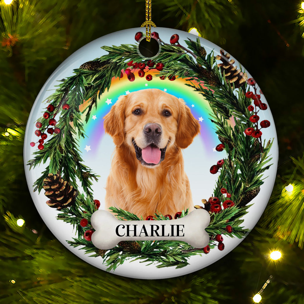 Photo Lovely Pet Face - Personalized Circle Ceramic Ornament