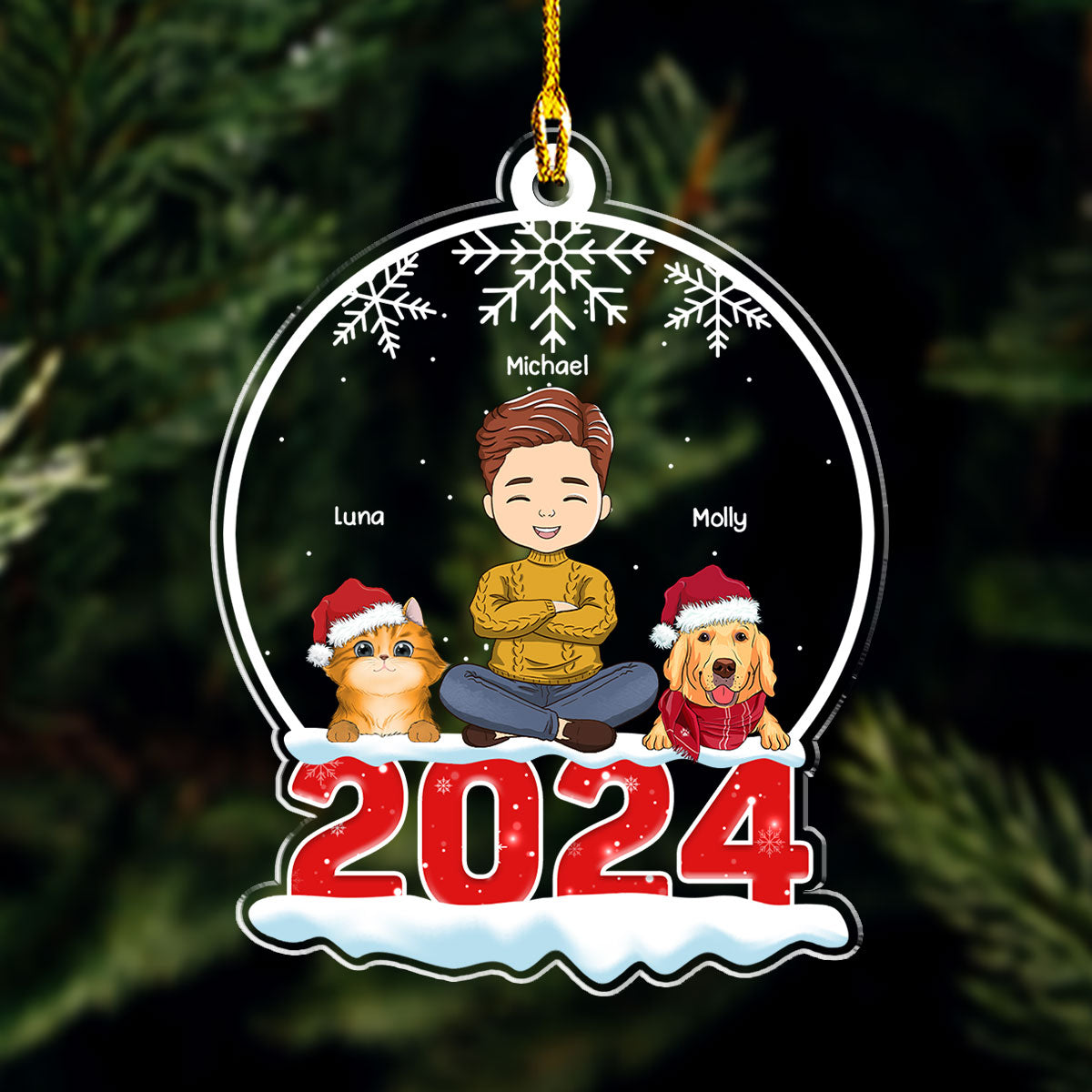 Crystal Snow Globe - Personalized Acrylic Ornament