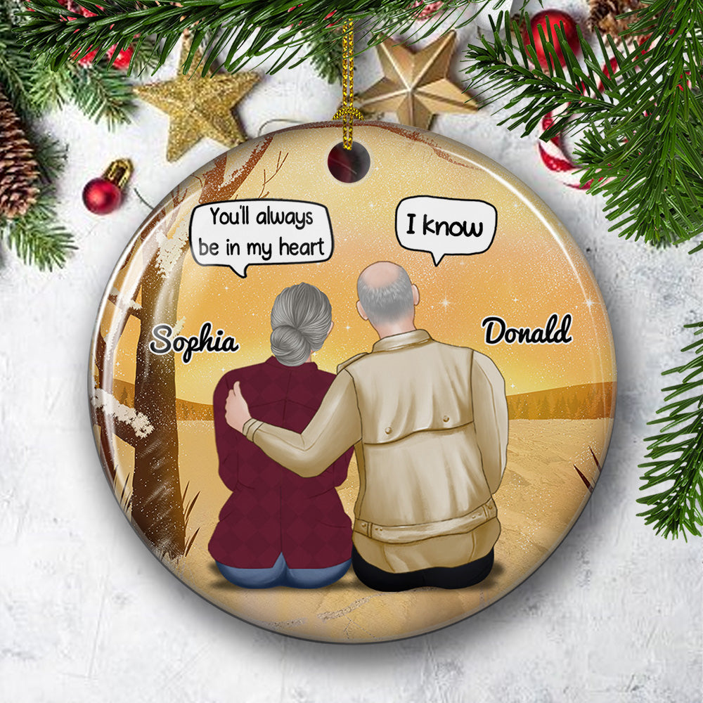 Always Be In My Heart - Personalized Circle Ceramic Christmas Ornament