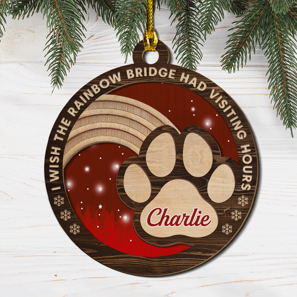 Custom Christmas Memorial Sympathy Gifts For Dogs, Cats • The Rainbow Bridge - Personalized 1-layered Wood Ornament