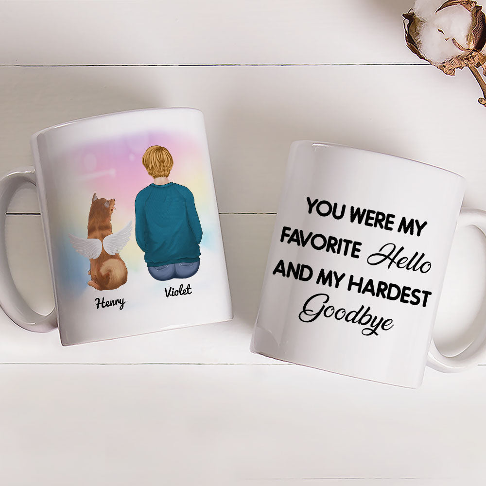 Custom Christmas Birthday Gifts For Dog Lovers • Favorite Hello And My Hardest Goodbye - Personalized Coffee Mug
