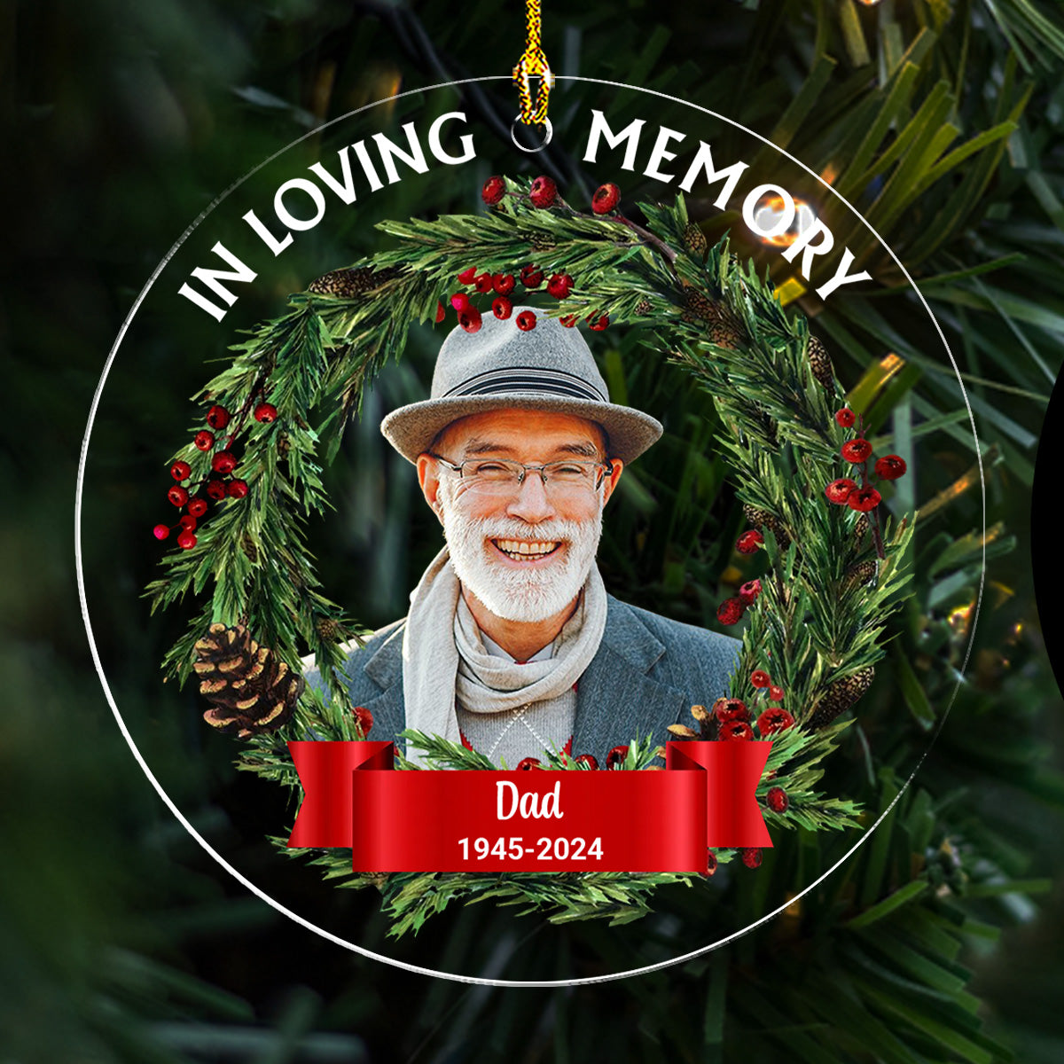 Custom Christmas Memorial Sympathy Gifts For Dogs, Cats • Photo In Loving Memory - Personalized Acrylic Ornament