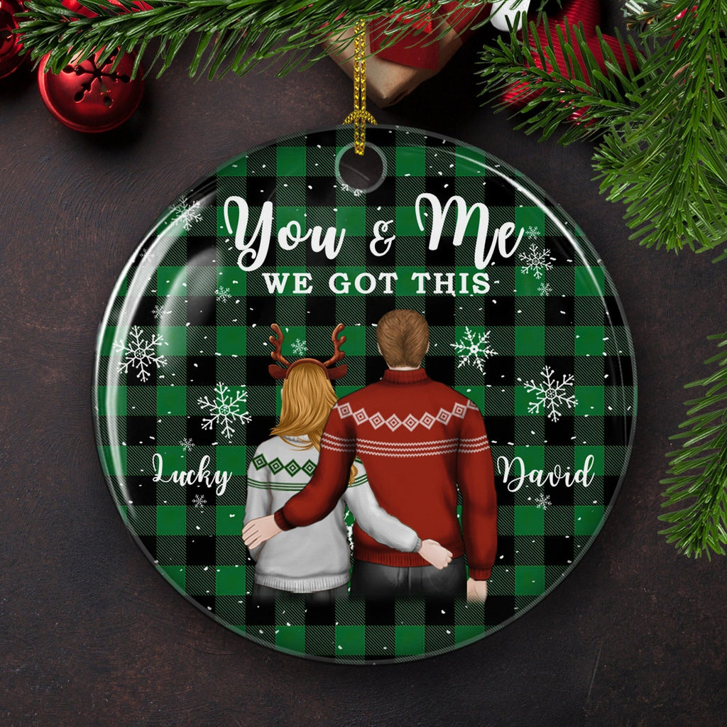 You And Me 2 - Personalized Circle Ceramic Christmas Ornament