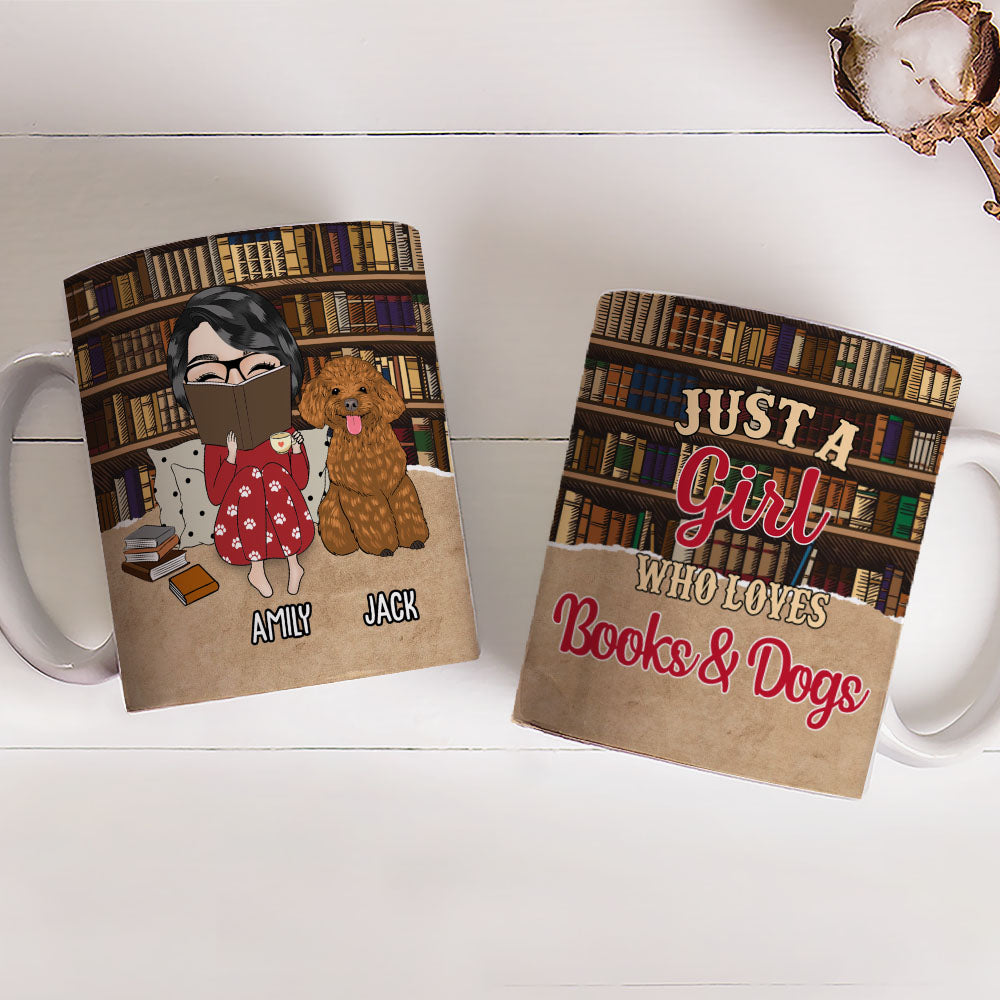 Custom Mother's day Birthday Gifts For Dog Mom, Dog Lovers • Girl & Books - Personalized Coffee Mug