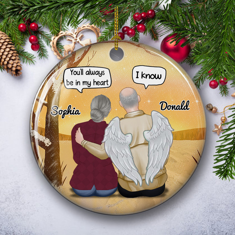 Always Be In My Heart - Personalized Circle Ceramic Christmas Ornament