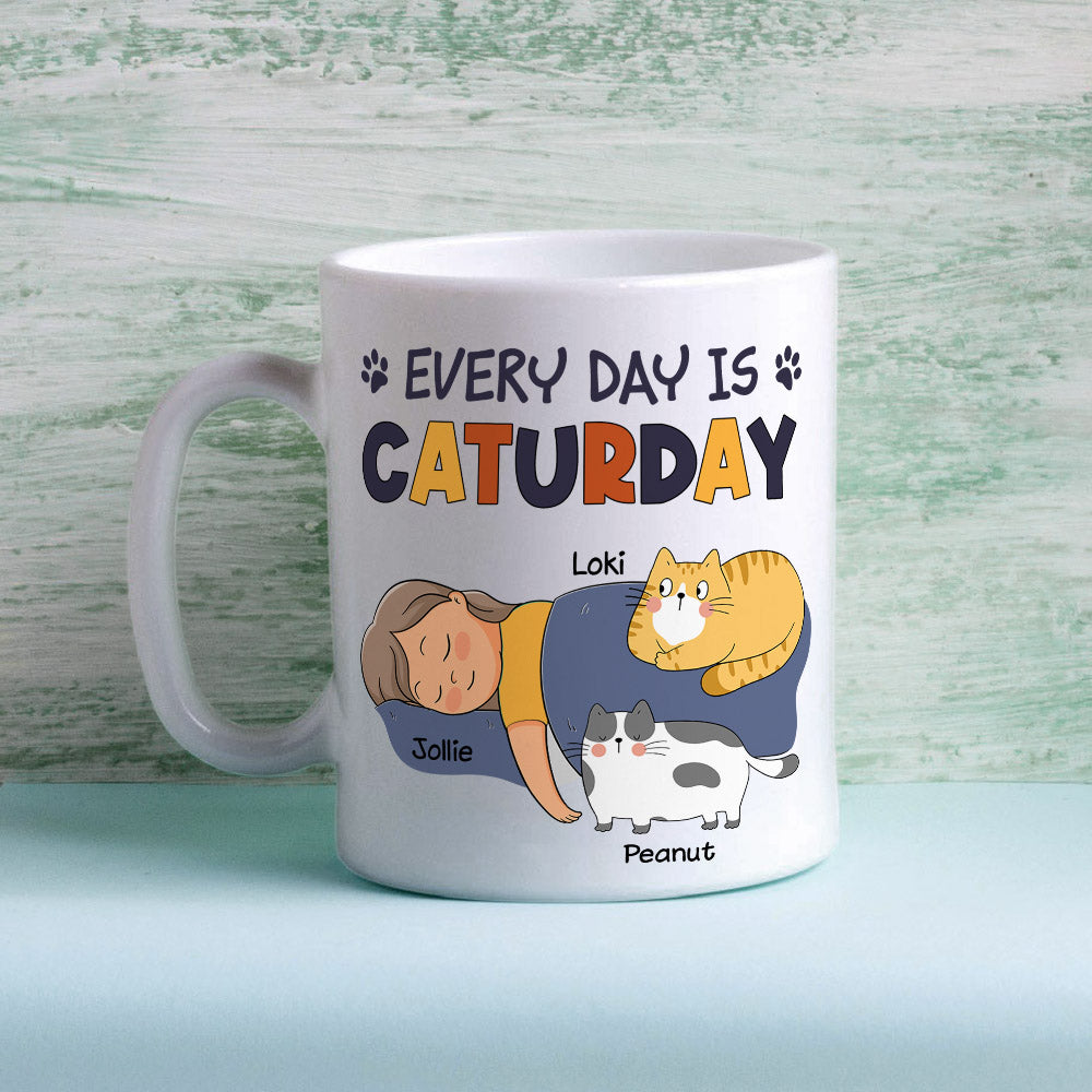Custom Mother's day Birthday Gifts For Cat Mom, Cat Lovers • Caturday - Personalized Coffee Mug