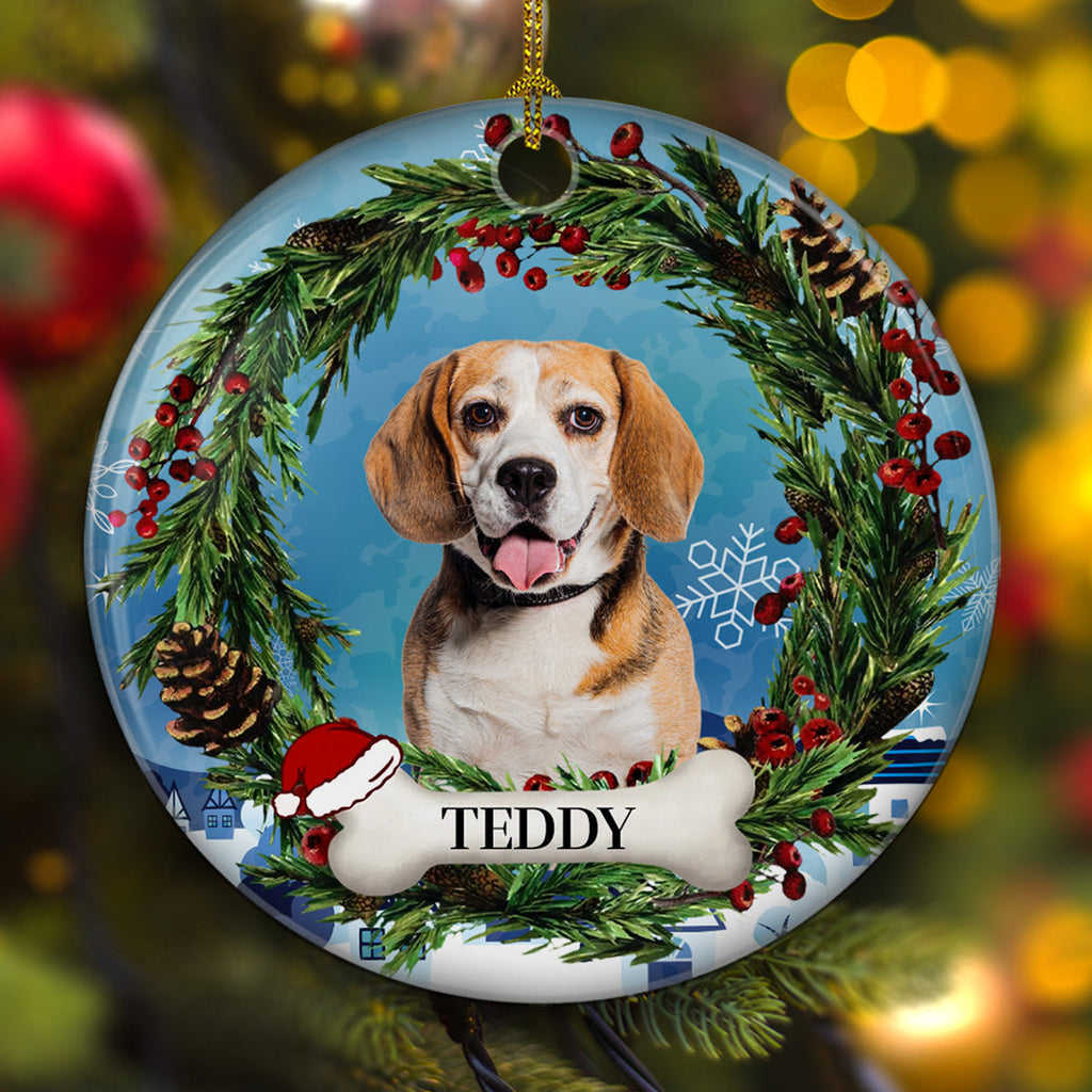 Photo Lovely Pet Face - Personalized Circle Ceramic Ornament