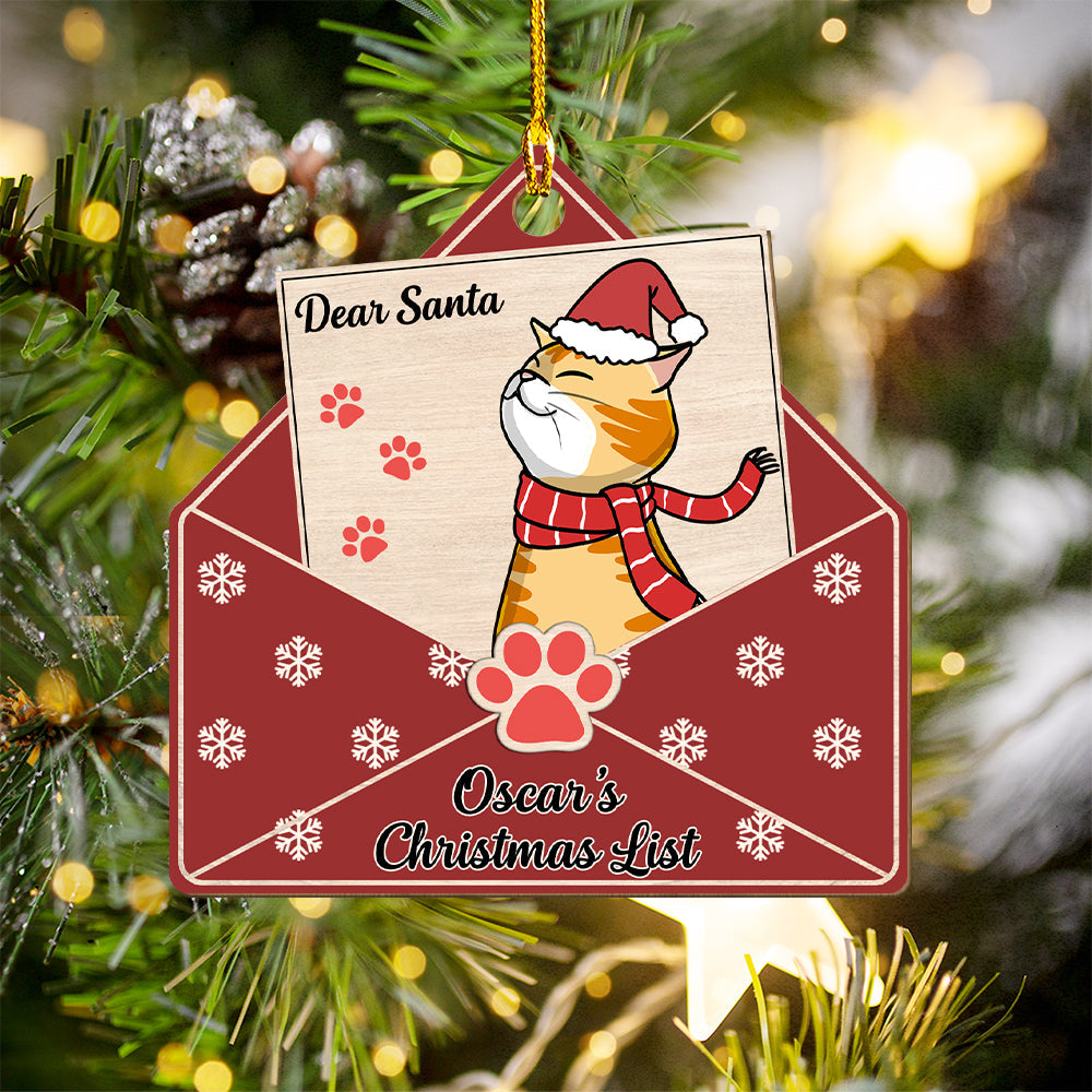 Pet Dear Santa - Personalized 1-layered Wood Ornament
