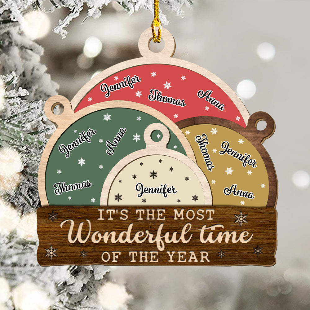 Baubles Family - Personalized 1-layered Wood Ornament