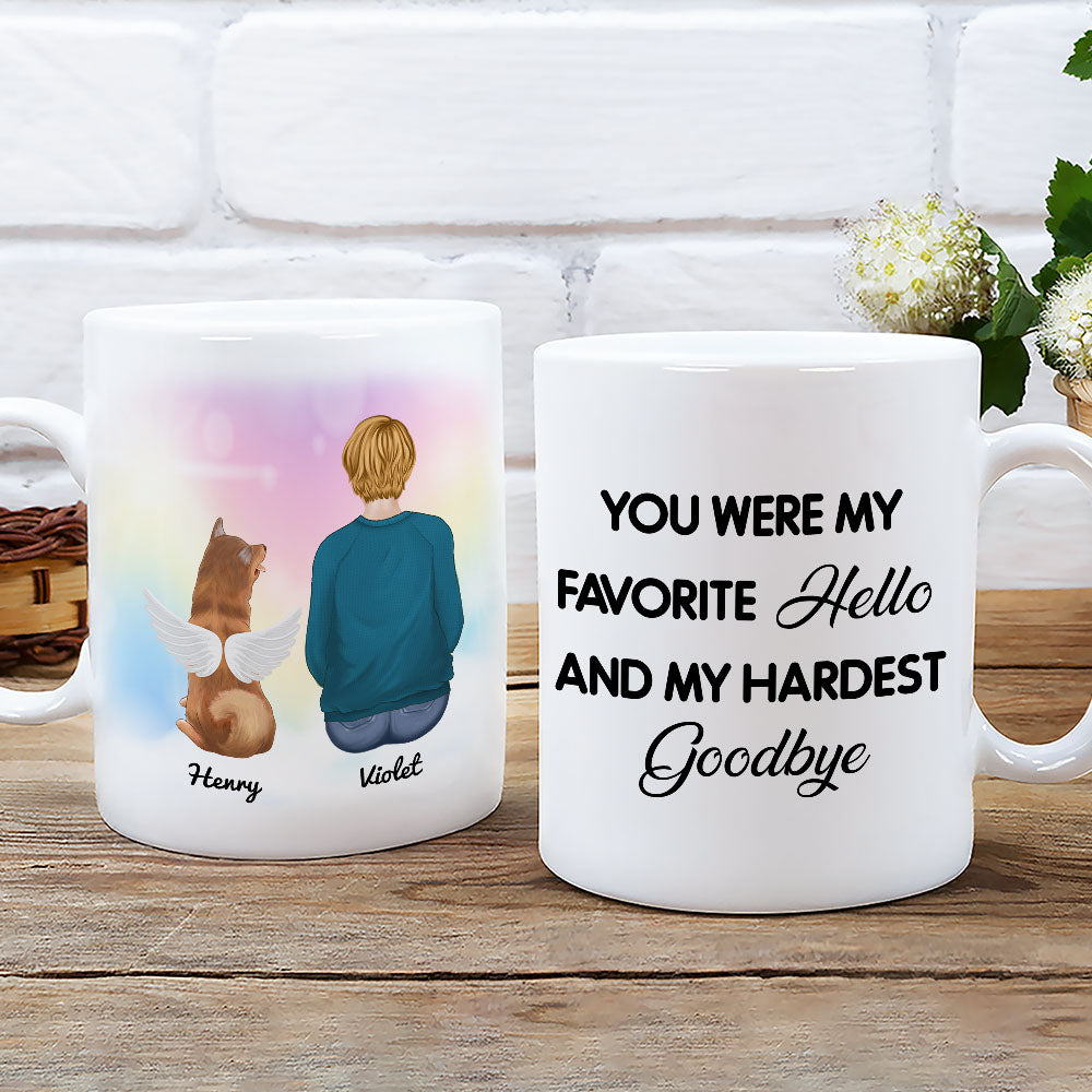 Custom Christmas Birthday Gifts For Dog Lovers • Favorite Hello And My Hardest Goodbye - Personalized Coffee Mug