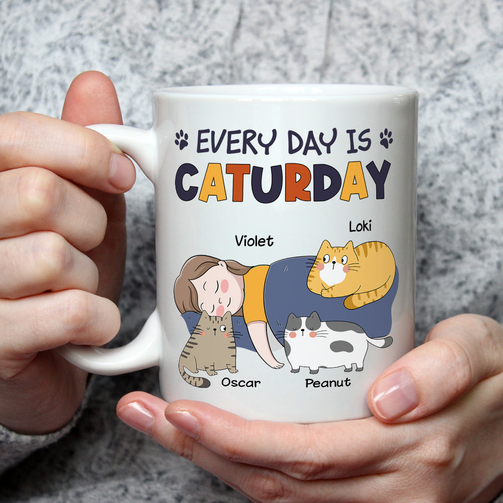 Custom Mother's day Birthday Gifts For Cat Mom, Cat Lovers • Caturday - Personalized Coffee Mug