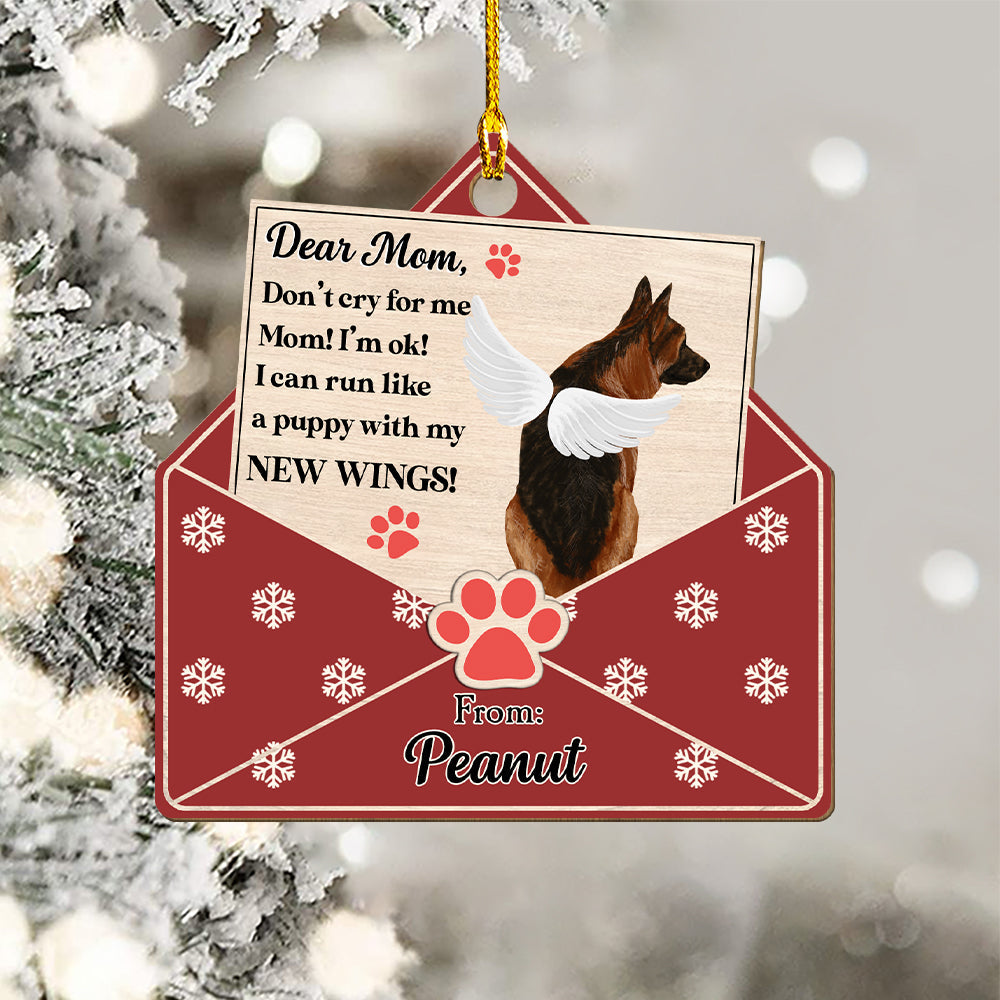 Custom Christmas Memorial Sympathy Gifts For Dogs, Cats • Dear Mom - Personalized 1-layered Wood Ornament